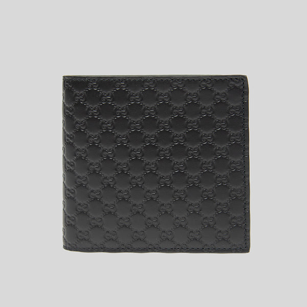 GUCCI Men's Black Microguccissima GG Logo Leather Bifold Wallet With Coin Pocket 150413