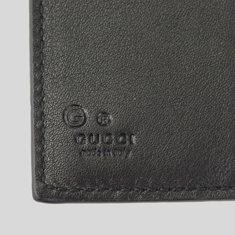 GUCCI Men's Black Microguccissima GG Logo Leather Bifold Wallet With Coin Pocket 150413