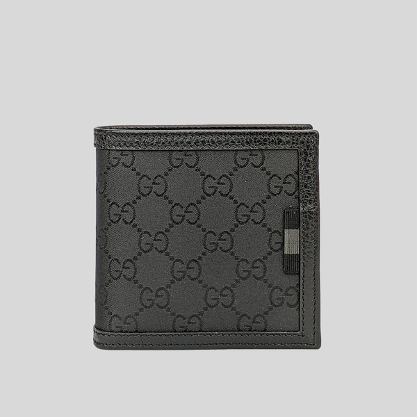 GUCCI Men's Signature Bifold Wallet With Coin Compartment Black 150413