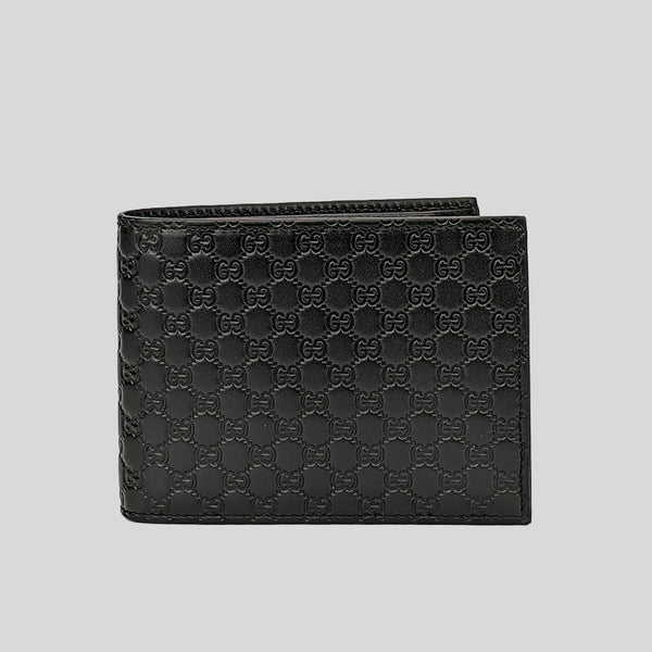 GUCCI Men's Microguccissima GG Logo Leather Bifold Wallet With ID Slot Black 217044 lussocitta lusso citta