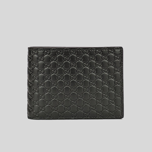 GUCCI Men's Black Microguccissima GG Logo Leather Wide Bifold Wallet 278596