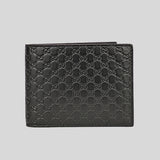 GUCCI Men's Black Microguccissima GG Logo Leather Bifold Wallet With Removable Card Holder 333042