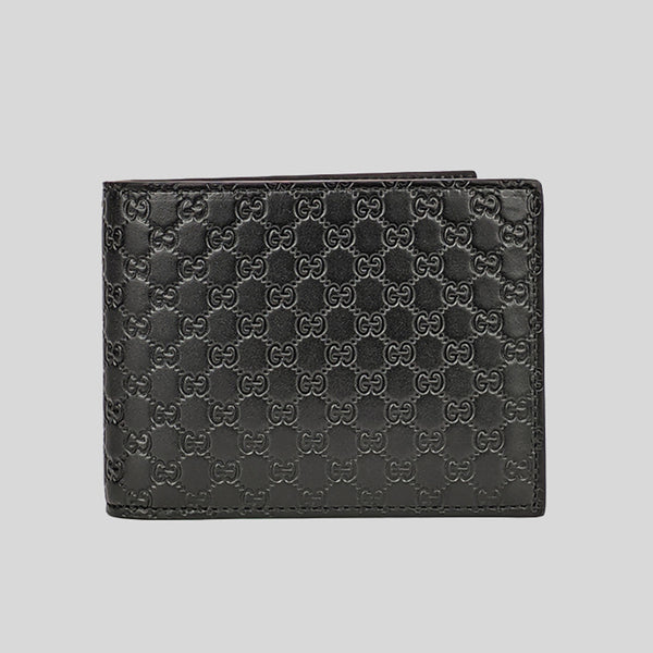 GUCCI Men's Black Microguccissima GG Logo Leather Bifold Wallet With Removable Card Holder 333042