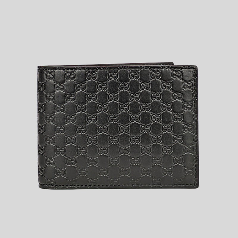 GUCCI Men's Black Microguccissima GG Logo Leather Bifold Wallet With Removable Card Holder 333042