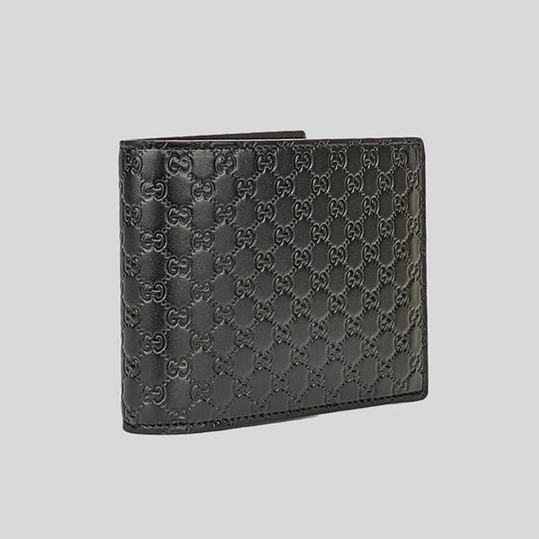 GUCCI Men's Black Microguccissima GG Logo Leather Bifold Wallet With Removable Card Holder 333042
