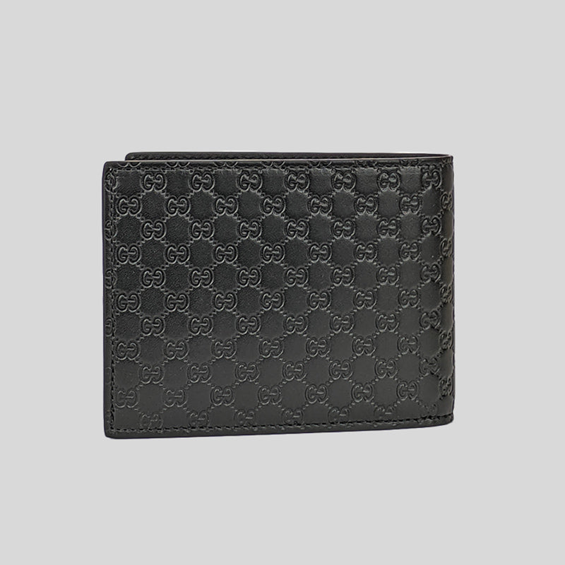 GUCCI Men's Black Microguccissima GG Logo Leather Bifold Wallet With Removable Card Holder 333042