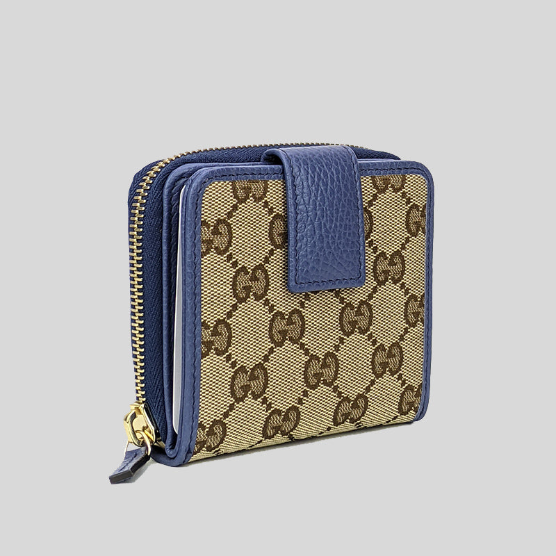Gucci Women s Signature GG Small Bifold Wallet Blue 346056