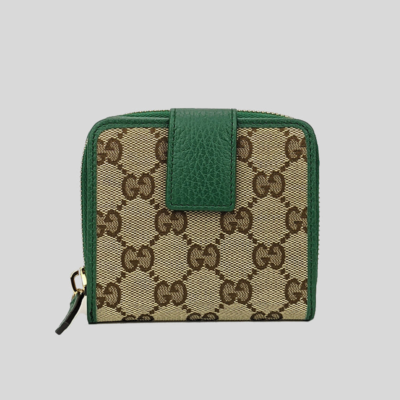 Gucci Women's Signature GG Small Bifold Wallet Green 346056