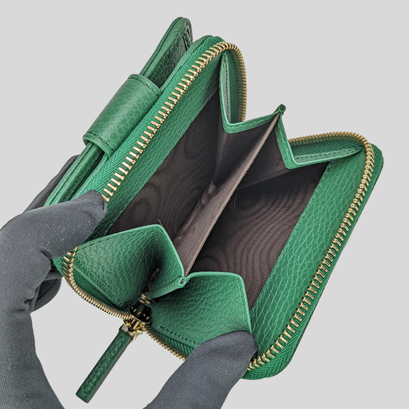 Gucci Women's Signature GG Small Bifold Wallet Green 346056