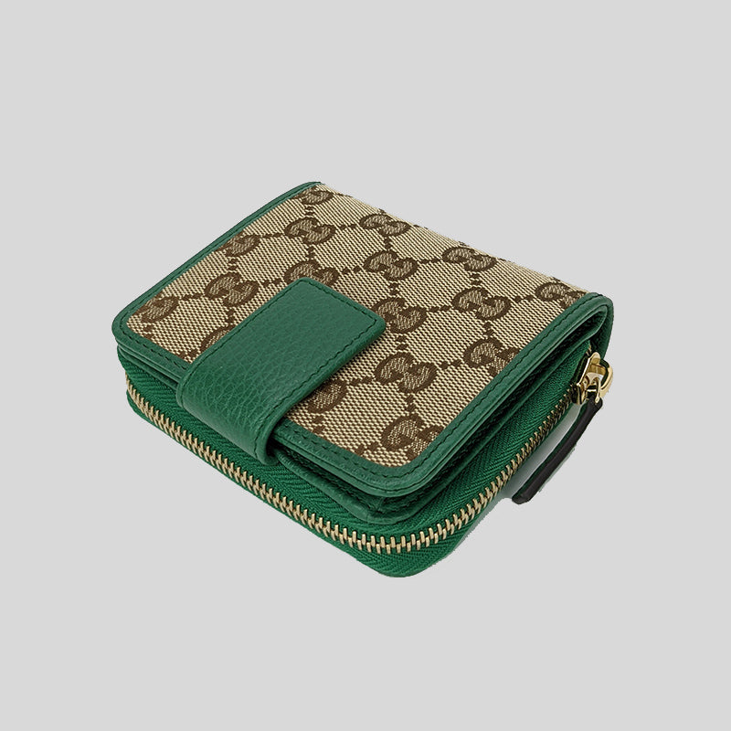 Gucci Women's Signature GG Small Bifold Wallet Green 346056