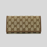 Gucci Women's Signature Envelope Long Wallet Beige Brown 346058