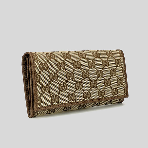 Gucci Women's Signature Envelope Long Wallet Beige Brown 346058