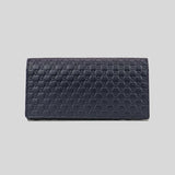 Gucci Men's Microguccissima GG Logo Leather Slim Long Bifold Wallet With ID Slot Blue 449245