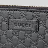 GUCCI Unisex Black Microguccissima GG Logo Leather Zip Around Wallet With Leather Logo Tab Black 449391