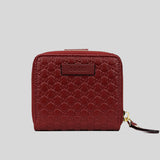 GUCCI Micro GG Guccissima Leather Small Bifold Wallet Red 449395