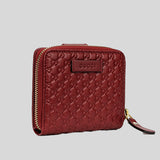 GUCCI Micro GG Guccissima Leather Small Bifold Wallet Red 449395