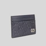 GUCCI Men's Signature Leather Card Holder Navy 473927