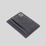 GUCCI Men's Signature Leather Card Holder Navy 473927