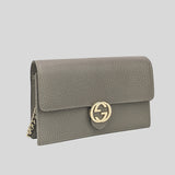 GUCCI Icon GG Interlocking Wallet On Chain Crossbody Bag Grey 615523