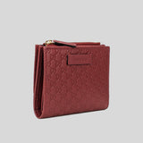 GUCCI Micro GG Guccissima Leather Small Bifold Wallet Red 510318