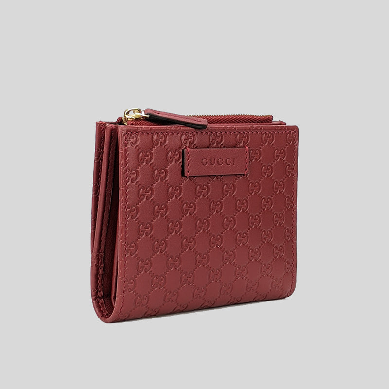 GUCCI Micro GG Guccissima Leather Small Bifold Wallet Red 510318