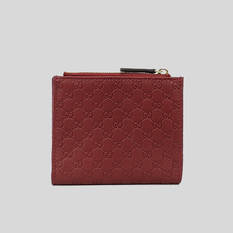 GUCCI Micro GG Guccissima Leather Small Bifold Wallet Red 510318