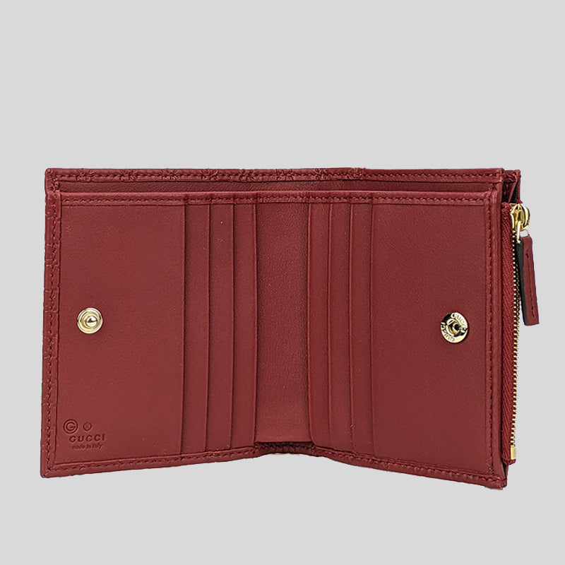 GUCCI Micro GG Guccissima Leather Small Bifold Wallet Red 510318