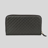 GUCCI Unisex Black Microguccissima GG Logo Leather Zip Around Wallet Black 544473