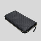 GUCCI Unisex Black Microguccissima GG Logo Leather Zip Around Wallet Black 544473