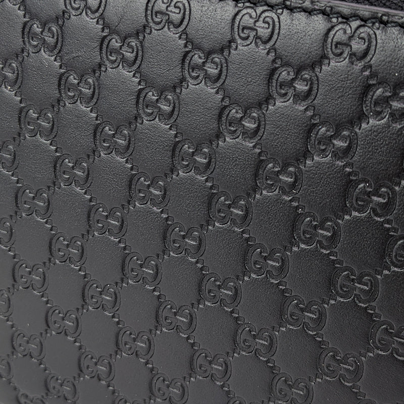 GUCCI Unisex Black Microguccissima GG Logo Leather Zip Around Wallet Black 544473