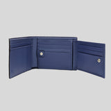 GUCCI Men's Interlock GG Logo Leather Bifold Wallet With ID Slot Black/Blue 610465