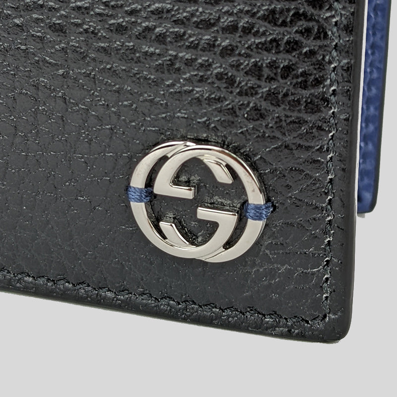 New Gucci Black Men's Leather Bi-Fold Wallet 610464 AUTHENTIC
