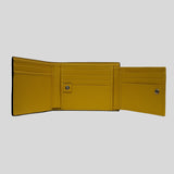 GUCCI Men's Interlock GG Logo Leather Bifold Wallet With ID Slot Black/Yellow 610465