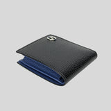 GUCCI Men's Leather Bifold Coin Wallet With Interlock GG Logo Black/Blue 610466