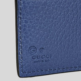 GUCCI Men's Leather Bifold Coin Wallet With Interlock GG Logo Black/Blue 610466