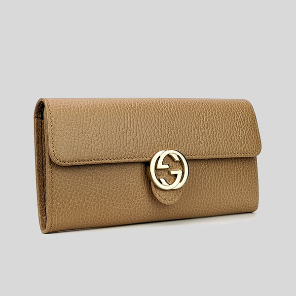 GUCCI Icon GG Interlocking Wallet Beige 615524