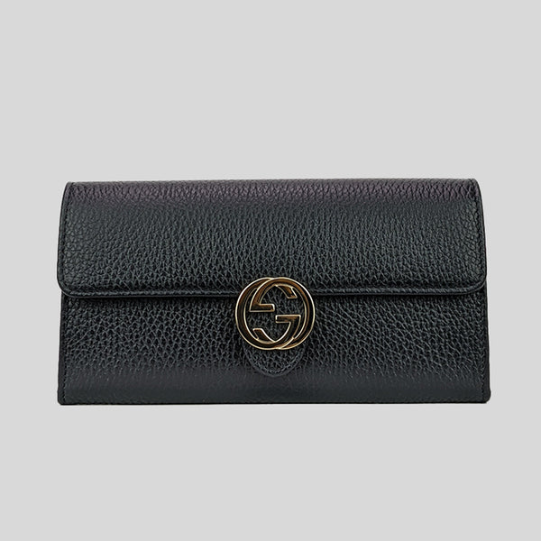 GUCCI Icon GG Interlocking Wallet Black 615524