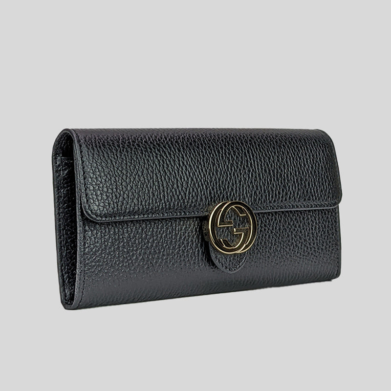 Gucci GG Interlocking Continental Leather Wallet Beige