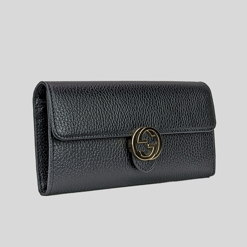 GUCCI Icon GG Interlocking Wallet Black 615524