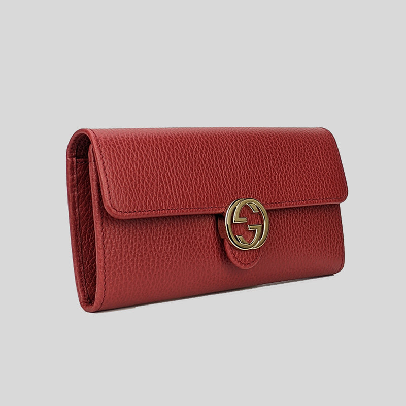 GUCCI Icon GG Interlocking Wallet Red 615524