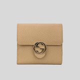 Gucci Interlock GG Bifold Leather Wallet Beige 615525 lussocitta lusso citta
