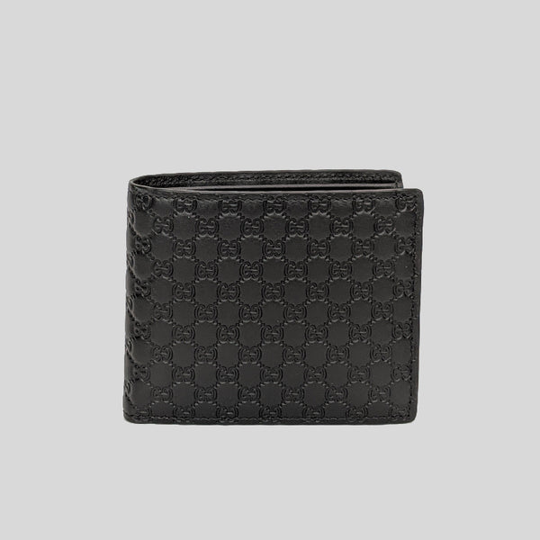 GUCCI Men's Black Microguccissima GG Logo Leather Bifold Wallet 260987