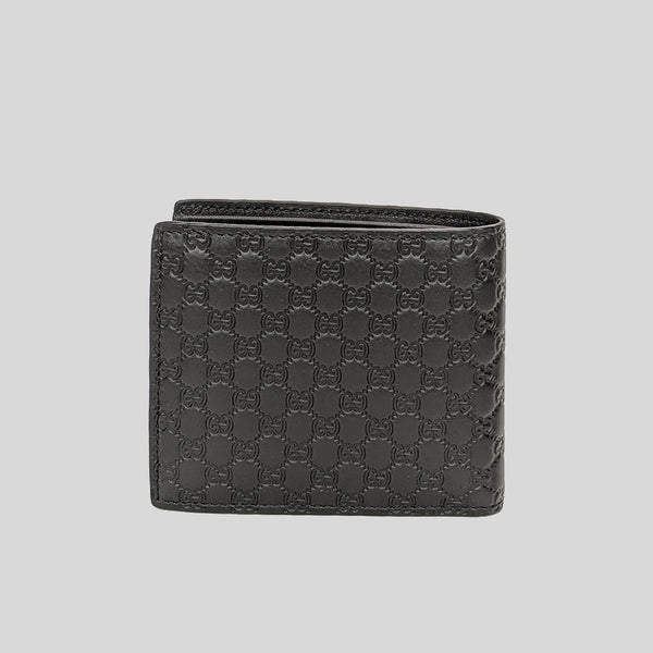 GUCCI Men's Black Microguccissima GG Logo Leather Bifold Wallet 260987