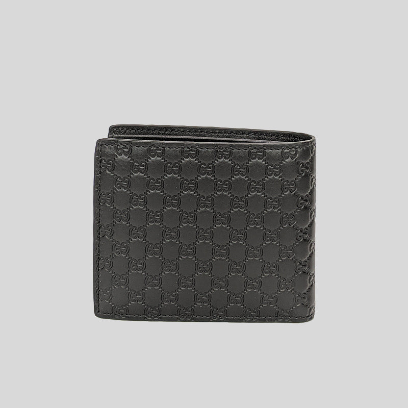 GUCCI Men's Black Microguccissima GG Logo Leather Bifold Wallet 260987