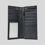GUCCI Men's Microguccissima GG Logo Leather Slim Long Bifold Wallet With ID Slot And Zip Compartment Black 544479
