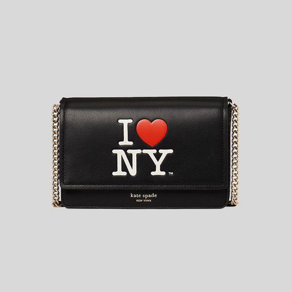 Kate Spade I LOVE NY X KATE SPADE NEW YORK Flap Chain Wallet Black K5298