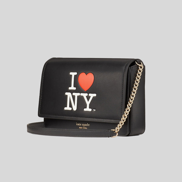 Kate Spade I LOVE NY X KATE SPADE NEW YORK Flap Chain Wallet Black K5298