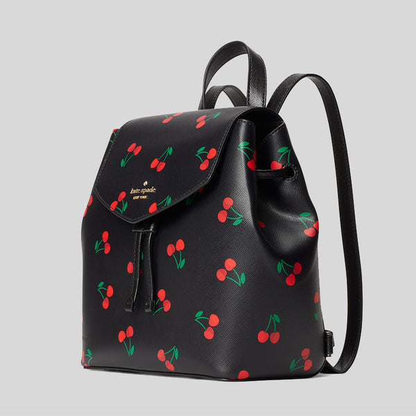 Kate Spade Lizzie Medium Flap Backpack Black Multi K6390