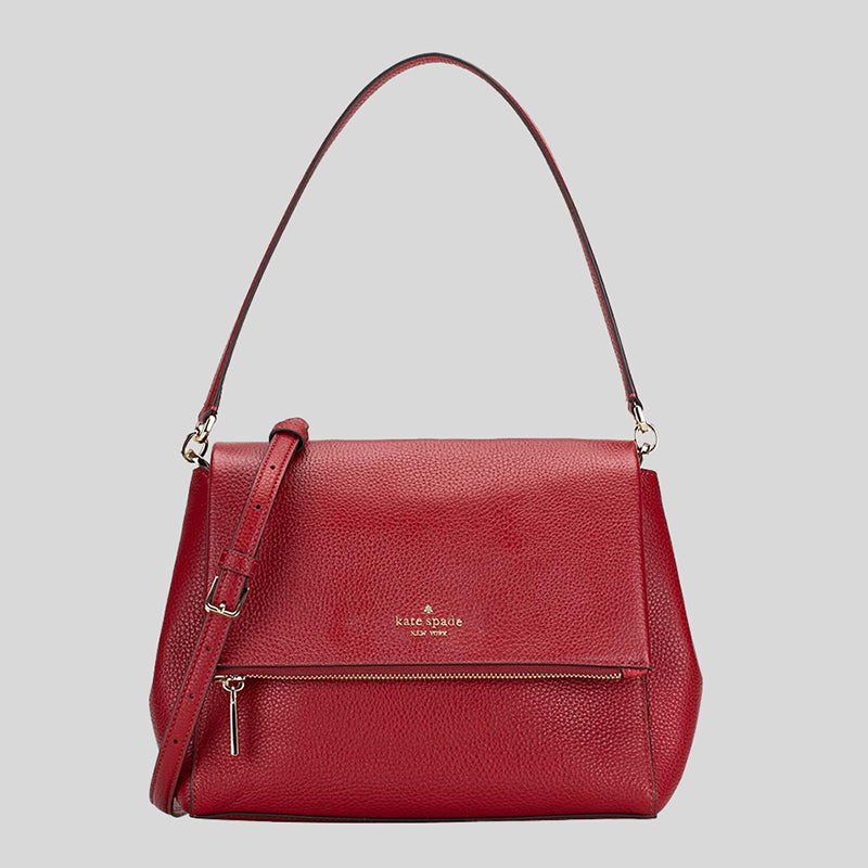 Kate Spade Leila Medium Flap Shoulder Bag Red Currant K6029