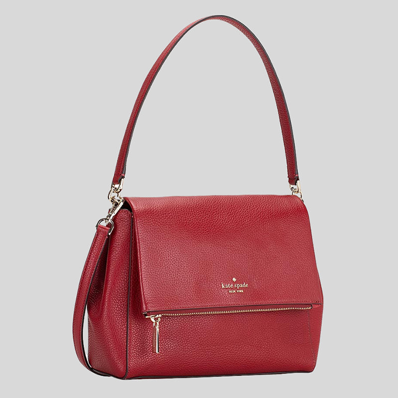 Kate Spade Leila Medium Flap Shoulder Bag Red Currant K6029